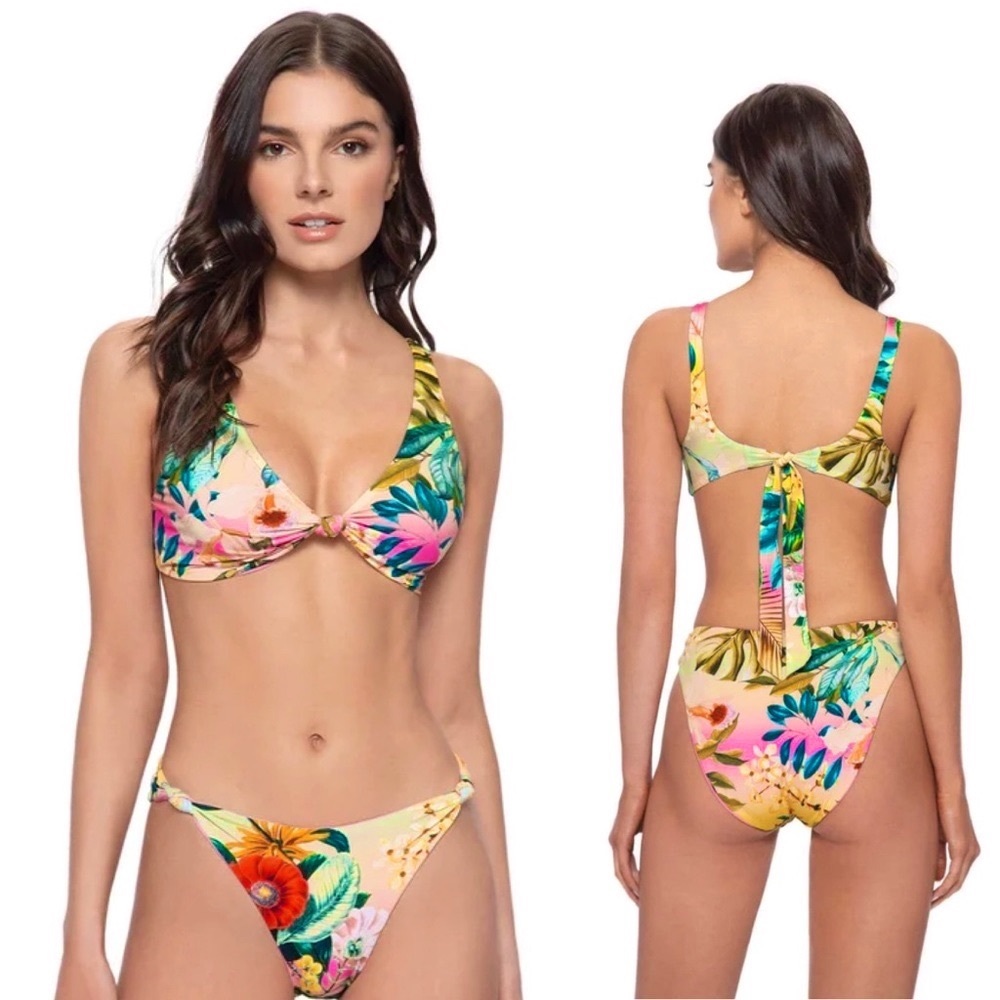 PQ SWIM Set - Tropical Reversible Drew Knot Top & Bottoms - S - Picture 6 of 17